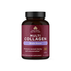 Ancient Nutrition Collagen Brain Boost bottle showing easy daily joint and skin support