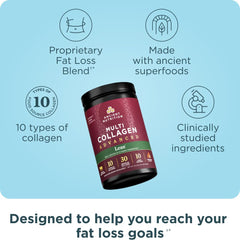 Ancient Nutrition collagen peptides powder scoop for easy beverage mixing.