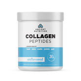 Ancient Nutrition Collagen Peptides unflavored bottle highlighting daily support for skin and joints.