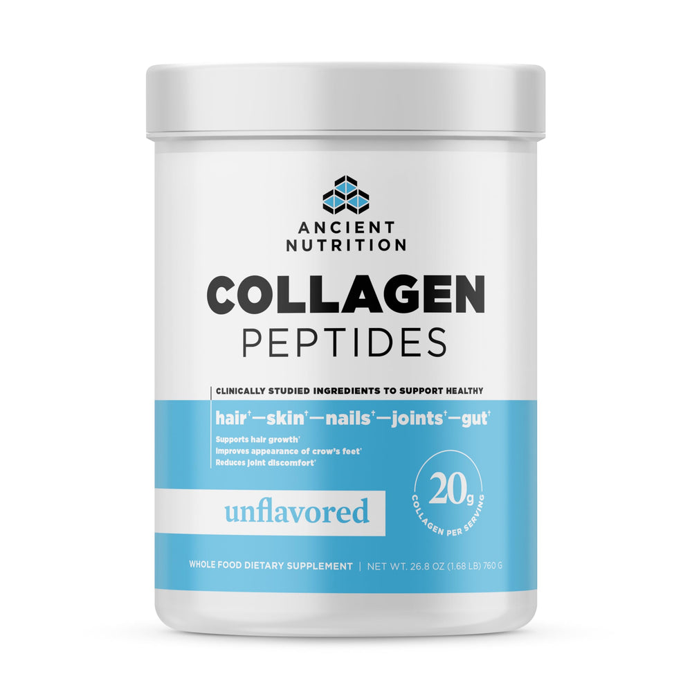 Ancient Nutrition Collagen Peptides unflavored tub promoting skin and joints and gut support