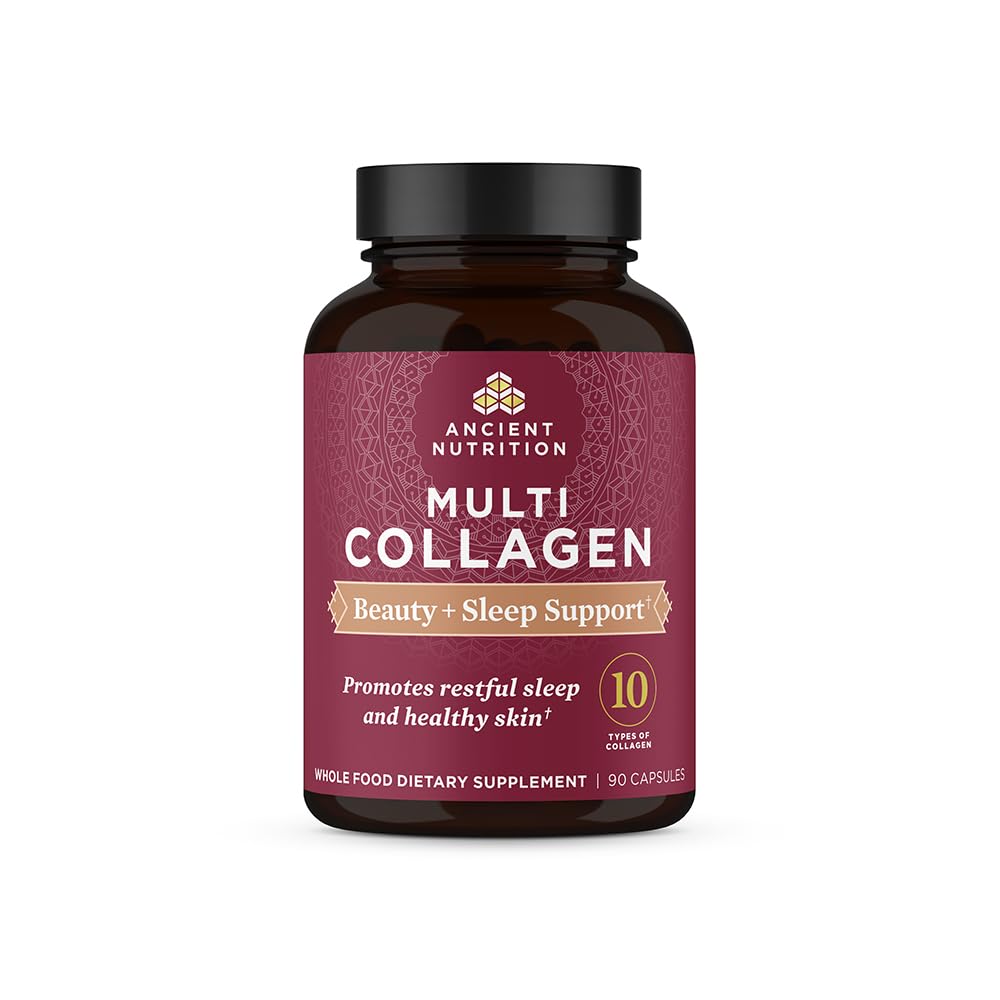 Ancient Nutrition collagen pills bottle for beauty and sleep support