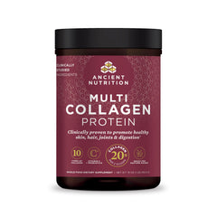 Ancient Nutrition collagen with probiotics tub, unflavored and easy to mix into drinks