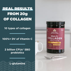 Ancient Nutrition collagen scoop demonstrates easy daily use in shakes