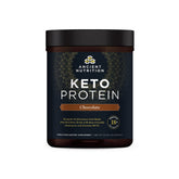 Ancient Nutrition KetoPROTEIN chocolate tub for quick shakes.