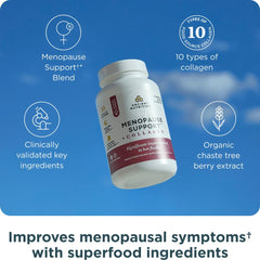 Ancient Nutrition menopause support bottle displayed for convenient daily use.