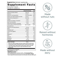 Ancient Nutrition Multi for Women 40+ bottle back lists vitamin profile and daily usage convenience.