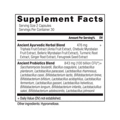 Ancient Nutrition Probiotics Ultimate label close-up highlighting gluten-free formula.