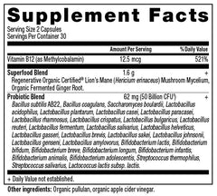 Ancient Nutrition regenerative organic probiotics label close-up highlighting certification