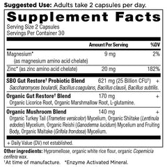 Ancient Nutrition SBO Gut Restore capsules close-up for daily digestion.