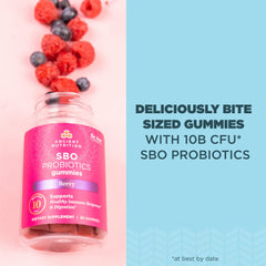 Close-up of Ancient Nutrition Berry Gummies texture and berry flavor.