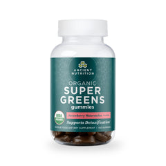Ancient Nutrition Supergreens Gummies bottle front view for convenient daily greens