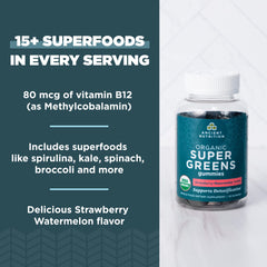 Ancient Nutrition Supergreens Gummies with spirulina and elderberry for a vibrant blend