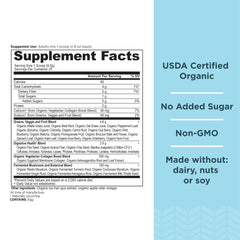 Ancient Nutrition Supergreens tub closeup showing organic greens and collagen blend for daily vitality