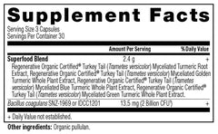 Ancient Nutrition turmeric blend label with ROC certification.