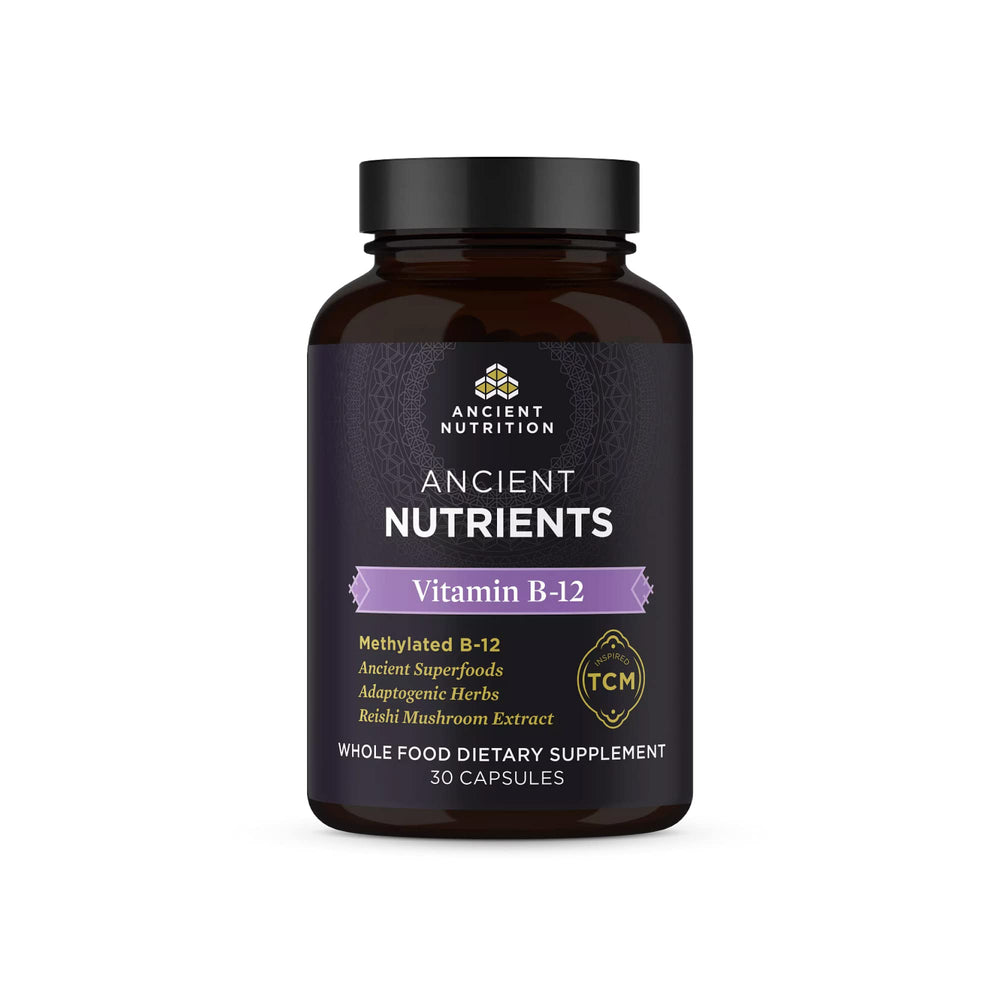 Ancient Nutrition vitamin B12 bottle for daily energy support