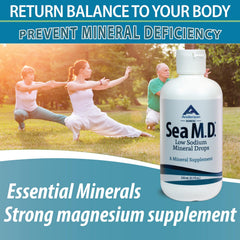 Anderson Sea M.D. drops in a glass of water demonstrating easy mixing