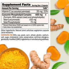 Close-up of Andrew Lessman Turmeric 400mg capsules, small and easy to swallow.