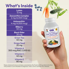Bilberry and Elderberry extracts are featured for night vision support.