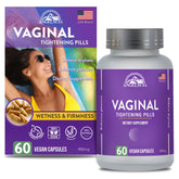 ANGELYCIA vaginal tightening pill bottle shown for discreet daily use and moisture support.