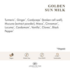 Anima Mundi Golden Sun Milk lucuma-vanilla spice blend for warm, naturally sweet notes