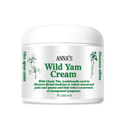 Anna's Wild Yam Cream bottle shown for daily use to support hormonal balance.