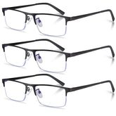 Anourney metal half-frame reading glasses front view, durable and stylish daily wear.