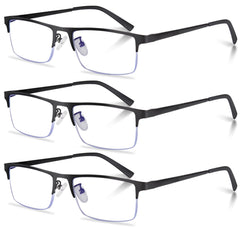 Anourney metal half-frame reading glasses front view, durable and stylish daily wear.