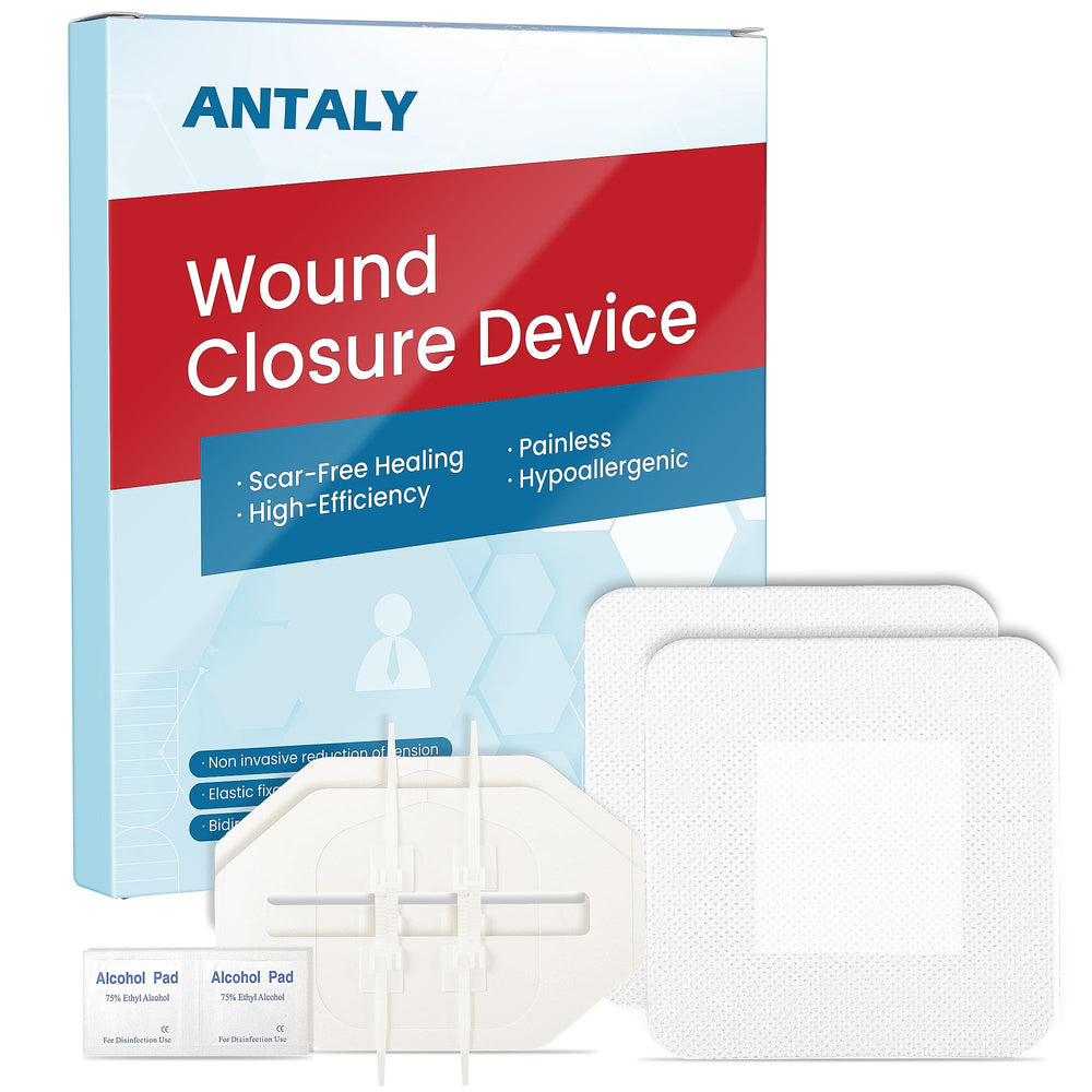 Antaly wound closure strips packaging shows ready-to-use first aid for on-the-go care
