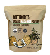 Anthony's Maca Root Powder 1lb canister front view, gelatinized for easier use