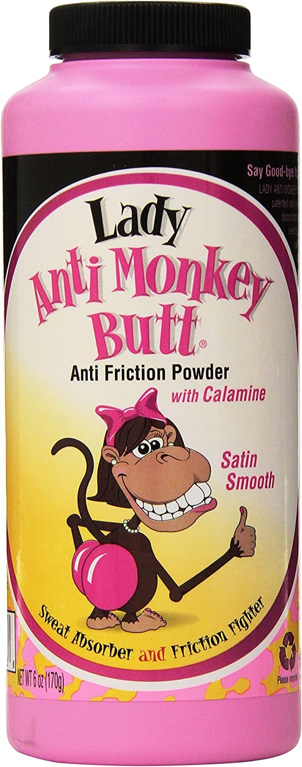 Anti Monkey Butt Lady Powder packaging shown for everyday freshness and easy application.