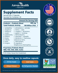 Anven Health 27 strains label highlighting probiotic diversity for gut health.