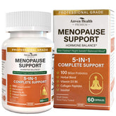 Anven Health menopause bottle front shows 5-in-1 formula for balanced comfort