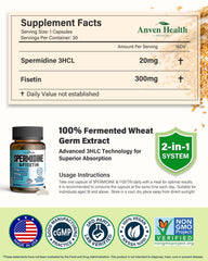 Anven Health Spermidine Fisetin capsules arranged for convenient daily use.