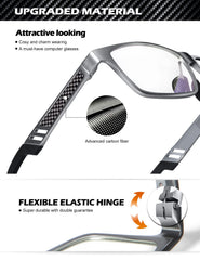 ANYLUV mens gaming glasses with lightweight Al-Mg frame support long sessions.