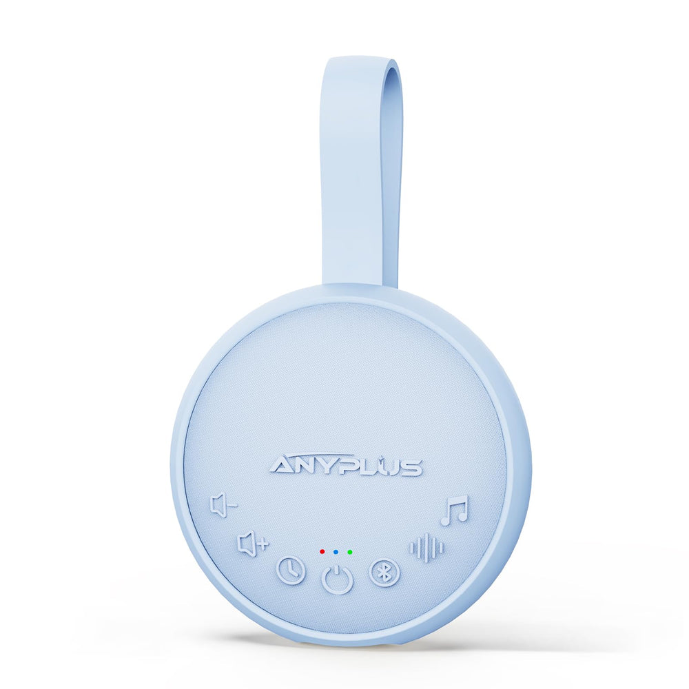 ANYPLUS white noise sound machine in blue, front view for peaceful sleep and travel.