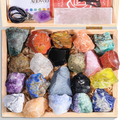 AOOVOO 31pcs real crystals set close-up of natural stones for meditation and focus.