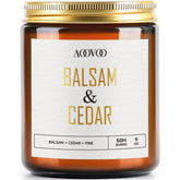 AOOVOO Balsam Cedar Candle 9oz jar with long-lasting pine aroma