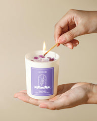 Group view of AOOVOO Lavender Candles 4-pack burning softly