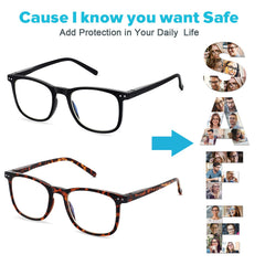 AOSM blue light glasses UV400 protection close-up for glare reduction.