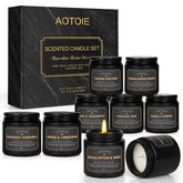 AOTOIE men's scented candle set, nine-pack, ideal for gifting and cozy spaces.