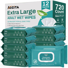 AOZITA 720-count wipes packaging for bulk care and easy restocking.