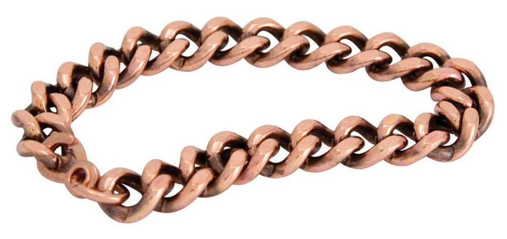 Apex Copper Bracelet closeup highlights burnished copper and 1/2-inch links.