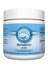 Apex Energetics K-60 Repairvite bottle with compact packaging for convenient daily supplement use