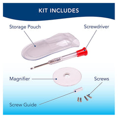 APEX magnifying glass helps see tiny screws clearly.