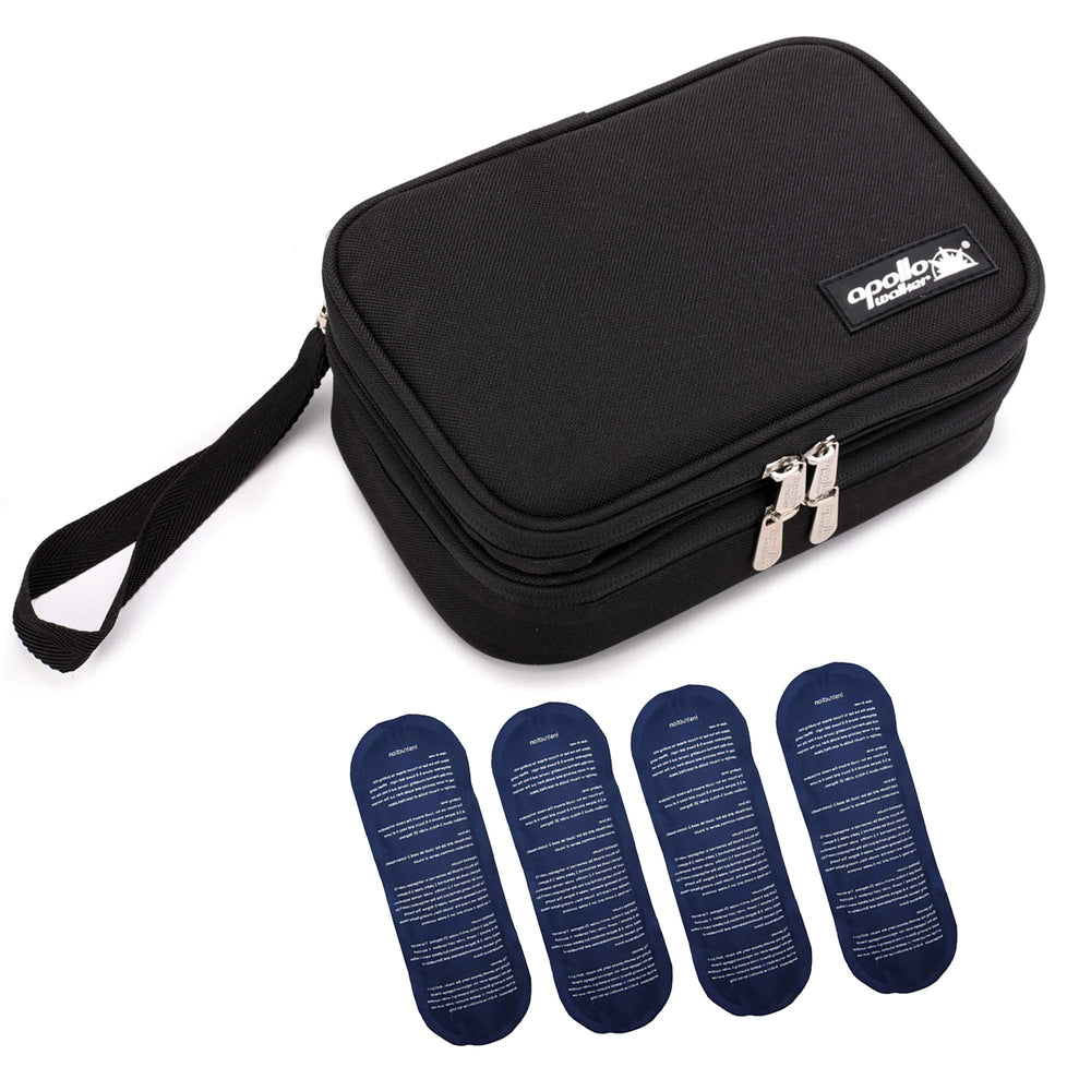 Apollo Walker insulin cooler with ice packs for reliable on-the-go cooling.