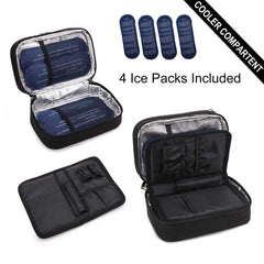 Insulated liner maintains stable temperatures for medications during transit.