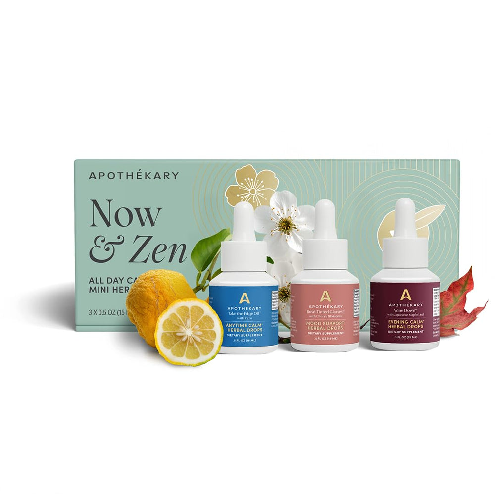 Apothékary Now & Zen Starter Set packaging for a calming routine.