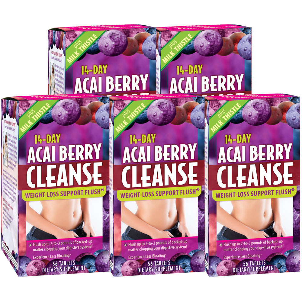 Applied Nutrition Acai Berry Cleanse bottle front promotes 14-day digestive comfort.