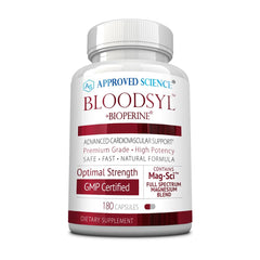 Approved Science Bloodsyl bottle with capsules supports daily wellness.