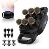 APXPF 6-head massage gun for versatile body relief across shoulders, back, and legs.